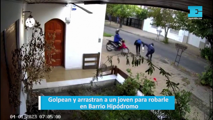 Golpean y arrastran a un joven para robarle en Barrio Hipódromo