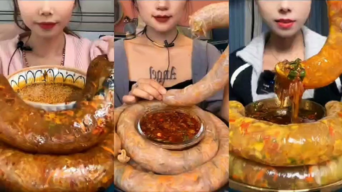 ASMR Chinese YUMMY FOOD——Vermicelli Sausage, Chinese Food Eating, Yummy Food, Spicy Food.