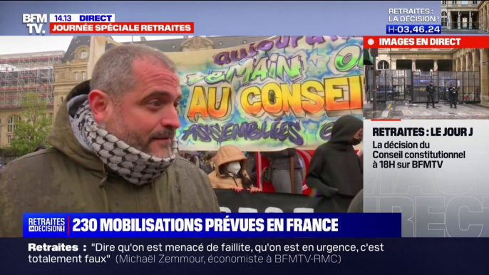 "On sait que le Conseil constitutionnel ne va pas censurer les 64 ans": des premiers manifestants sont rassemblés devant la gare Saint-Lazare cet après-midi