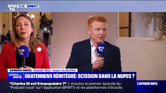 Réintégration d'Adrien Quatennens chez LFI: "Nous ne faisons pas d'ingérence dans d'autres groupes de la Nupes", réagit Sandra Regol, députée EELV-Nupes du Bas-Rhin