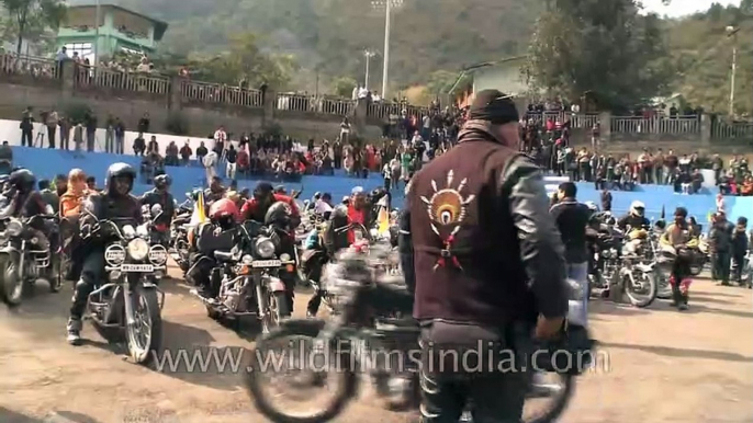 Royal Enfield Bullet riders assembled at Naga Heritage Village amphitheater ground!