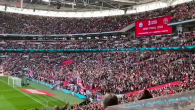 Watch Blades fans sing before the start in the Fa Cup Semi-Final against Man City at Wembley
