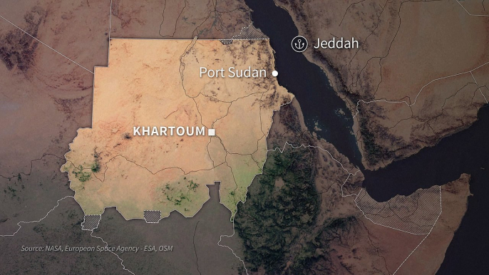 Animated map of Sudan : Arrival of evacuees in Saudi Arabia