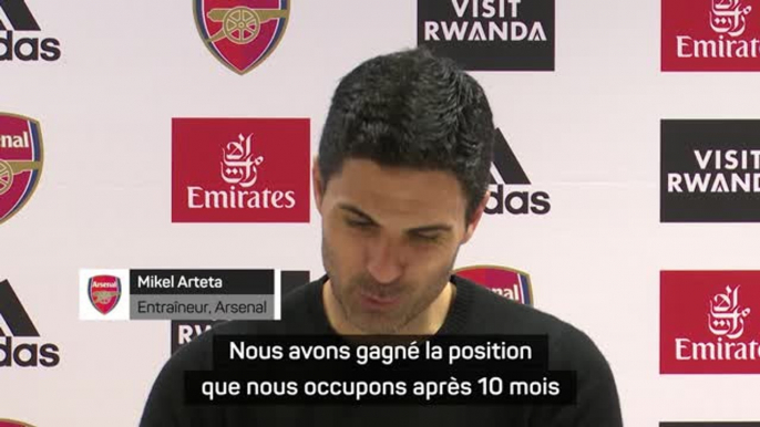 34e j. - Arteta : "Nous avons gagné la position que nous occupons"