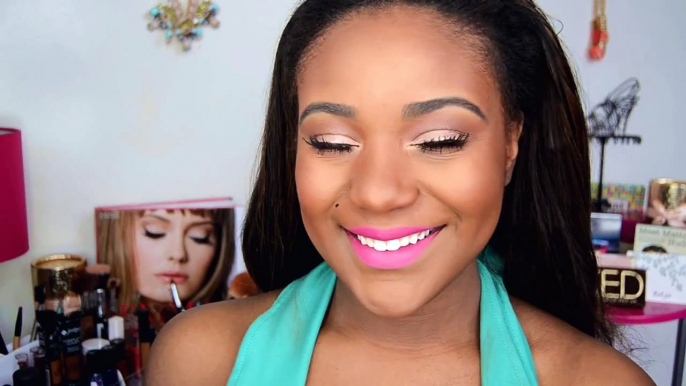 Drugstore Makeup Tutorial - Glowy, Bronze Smokey Eye & Bright Lips I Spring Makeup Tutorial 2015