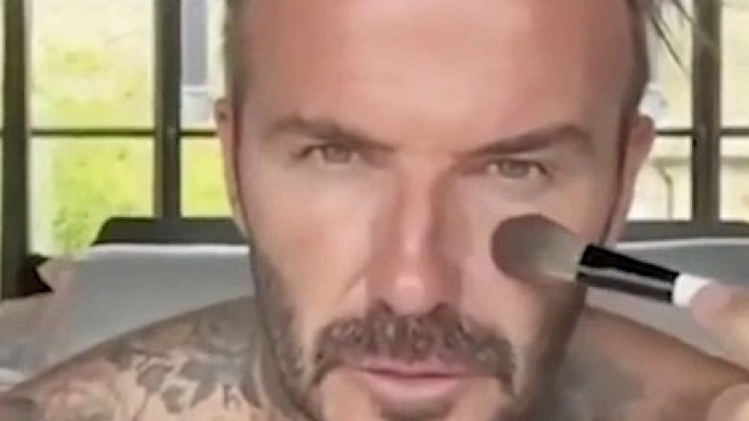 David Beckham shows off his skincare routine to Instagram in bizarre shirtless video. He says that he likes to take care of his skin and uses a Victoria Beckham Beauty approved routine.