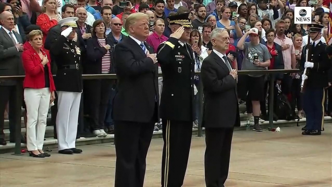 President Donald Trump participates in Memorial Day Wreath-laying Ceremony