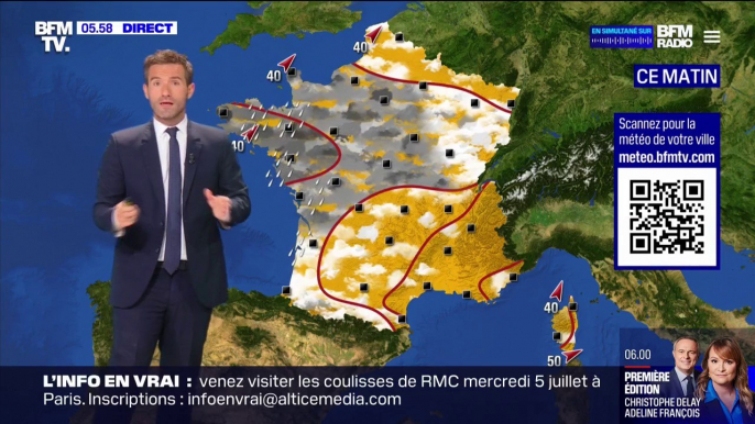 De la pluie et des orages sur la moitié nord du pays ce mardi, du soleil et de la chaleur sur le Sud-Est et la Corse