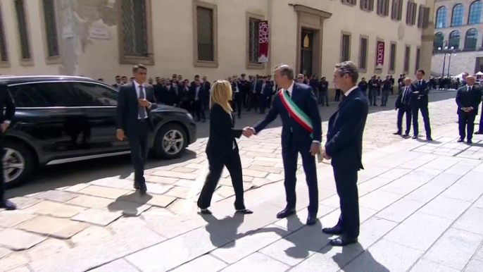 Obsèques de Silvio Berlusconi: Giorgia Meloni, Première ministre italienne, arrive à la cathédrale de Milan