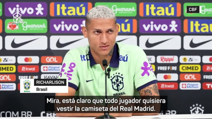 Richarlison habla del Real Madrid en la rueda de prensa con Brasil