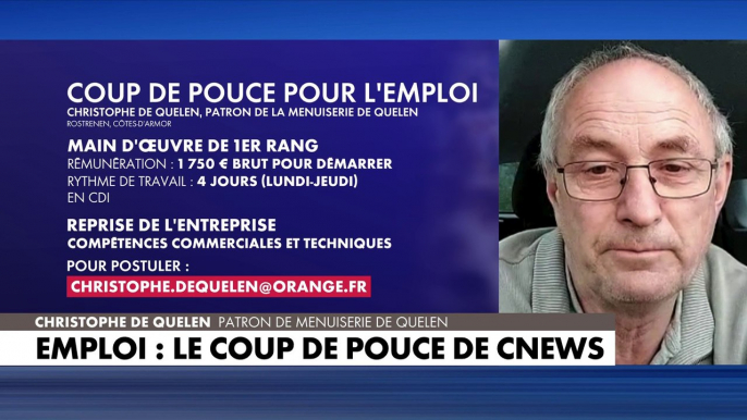 Christophe de Quelen, patron de la Menuiserie de Quelen recherche du personnel dans Le Coup de Pouce de CNEWS