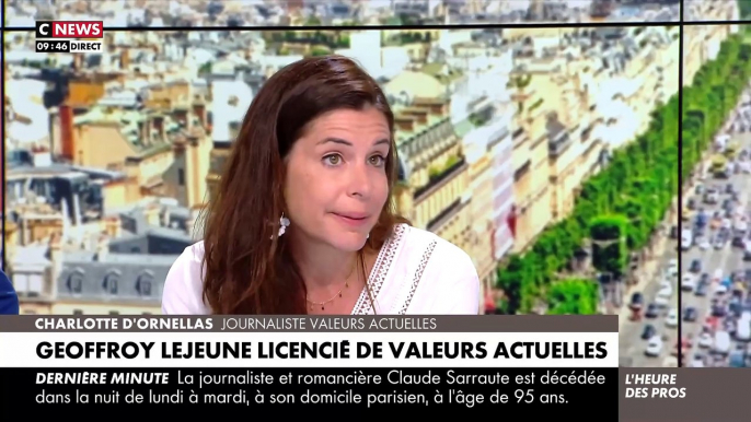 Après le licenciement de Geoffroy Lejeune de "Valeurs Actuelles", Charlotte D’Ornellas annonce sur CNews son départ du magazine: "Je ne pourrai pas rester dans ce journal, ce n'est pas possible" - Regardez