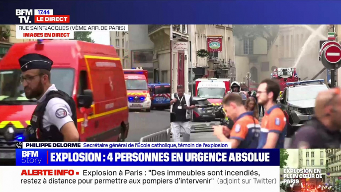 Explosion dans le 5ème arrondissement de Paris: Un homme présent dans le bâtiment voisin témoigne: "Le faux plafond est tombé et des vitres ont explosé! C'était très violent!"