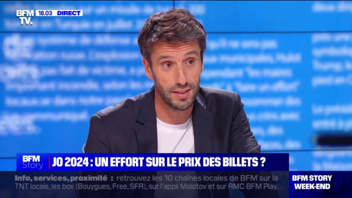 Tony Estanguet (président du Comité d'organisation des Jeux Olympiques) sur la polémique sur le prix des billets: "La moitié des billets vendus sont à 50€ ou moins"