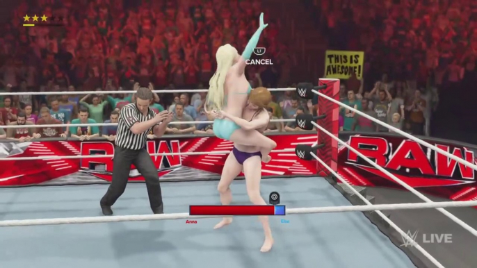 FROZEN BEARHUG MATCH - Elsa vs Anna - WWE 2K23