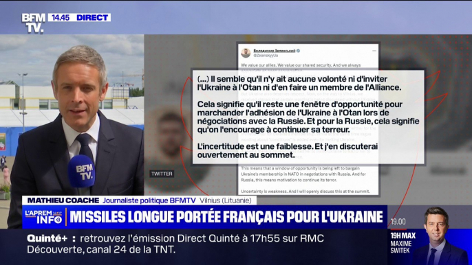 Adhésion de l'Ukraine: Volodymyr Zelensky dénonce l'"indécision" et la "faiblesse" de l'Otan