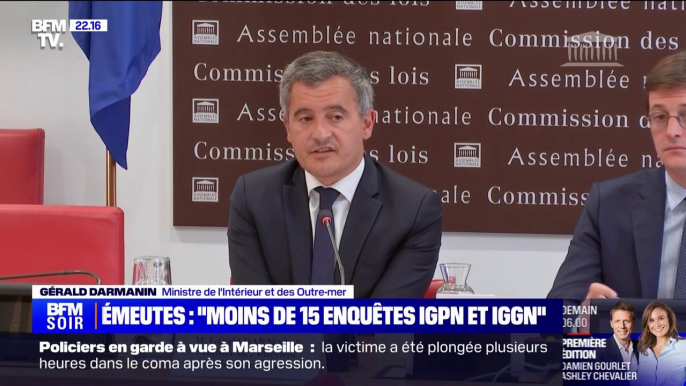 Émeutes: "Il y a, à ma connaissance, moins de 15 enquêtes IGPN et IGGN sur les émeutes qui se sont passées", affirme Gérald Darmanin