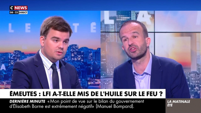 Gros clash en direct ce matin entre le député Insoumis Manuel Bompard et le journaliste politique de Cnews Gauthier Le Bret: "Je dis ce que je veux sur ce plateau"