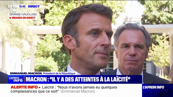 Emmanuel Macron sur l'interdiction du port de l'abaya à l'école: "On ne laissera rien passer. À la rentrée, on sait qu'il y aura des cas"