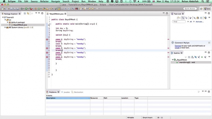 PROGRAMMING IN JAVA using Eclipse - Tutorial 3 | Switch Statement