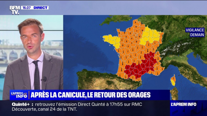 Météo France: 25 départements passent en vigilance orange orages, 19 départements restent en vigilance rouge canicule