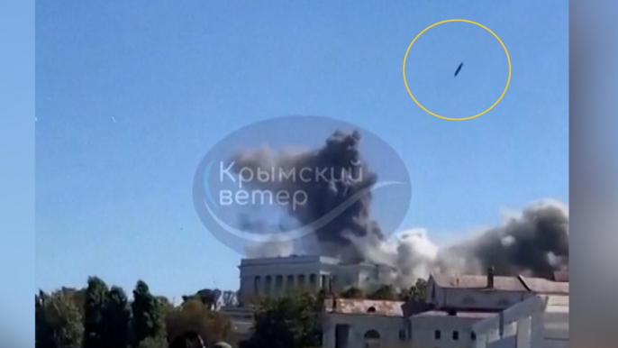 Nuevas imágenes del momento en el que un misil impacta en la flota rusa en Crimea