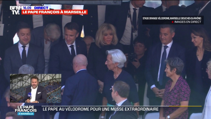 Le pape à Marseille: Emmanuel Macron est arrivé au stade Vélodrome pour assister à la messe du pape François