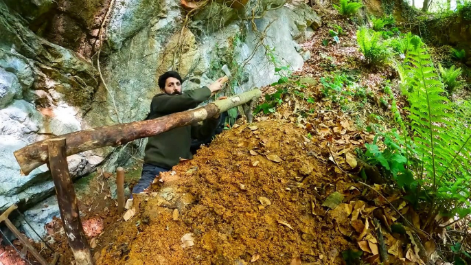 7 Days SOLO CAMPING In RAIN Forest. Building Complete and Warm Survival Shelter. Bushcraft Dugout