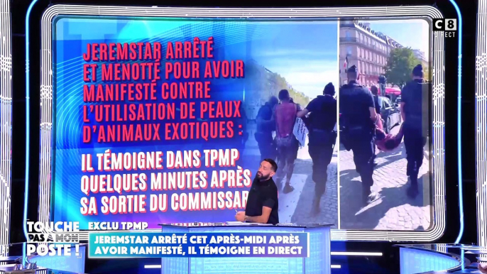 Jeremstar s'explique sur son action choc au défilé Vuitton sur les Champs-Elysées : "J'étais ravi d'être arrêté et c'est rien par rapport à ces animaux dépecés pour faire des sacs à main de connasses !"