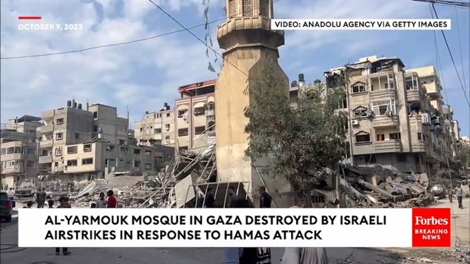 Israeli Air Stikes Cause Destruction Of Gaza Mosque As Conflict With Hamas Worsens