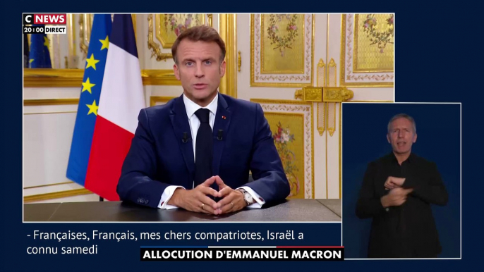 Emmanuel Macron : "Disons le clairement, le Hamas est un groupe terroriste qui veut la mort du peuple d'Israël. Israël a le droit de se défendre par des actions ciblées mais en préservant les civiles"