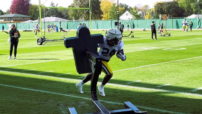 James Robinson and Running Backs at Packers Practice on Oct. 18