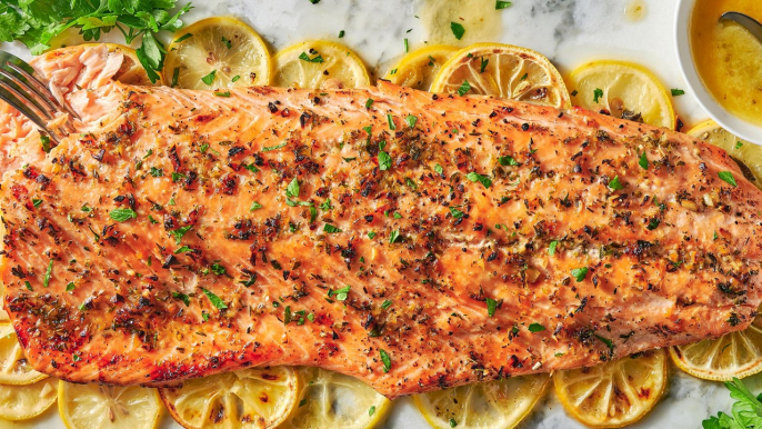 This Oven-Baked Garlic-Butter Salmon Is The Easiest Way To Feed A Crowd