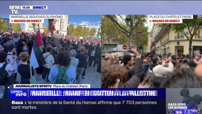 Manifestations pro-Palestine: malgré l'interdiction, de nombreux manifestants rassemblés place du Châtelet à Paris