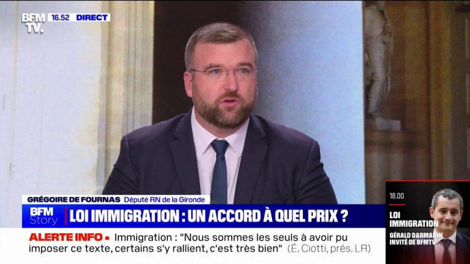 Projet de loi immigration: "La majorité est prise à son propre piège: celui de l'incohérence et du en même temps", pour Grégoire de Fournas (RN)