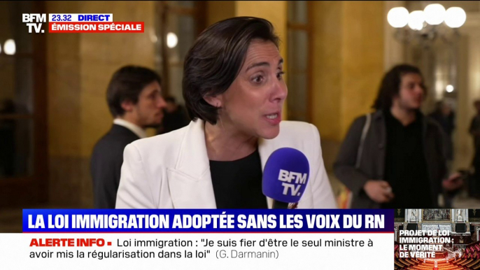 Adoption de la loi immigration: "La victoire idéologique de ce texte est évidemment pour le camp de ma famille politique", assure Laure Lavalette (RN)