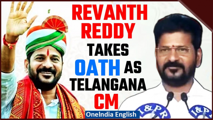 Congress Leader Revanth Reddy takes oath as Telangana Chief Minister at Hyderabad’s LB Stadium