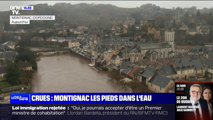 Dordogne: la Vézère en crue inonde la ville de Montignac