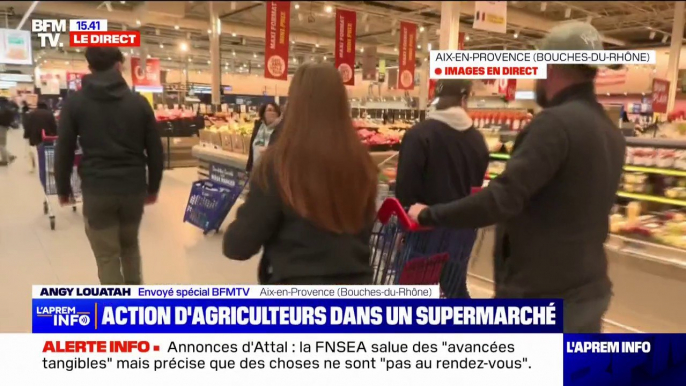 "Tout ce qui n'est pas français, on le sort des rayons": des agriculteurs mènent une action dans un supermarché à Aix-en-Provence