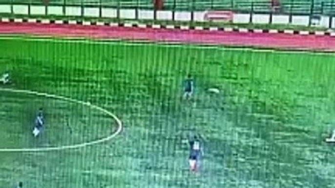 Lightning struck a football player during a football match in Indonesia