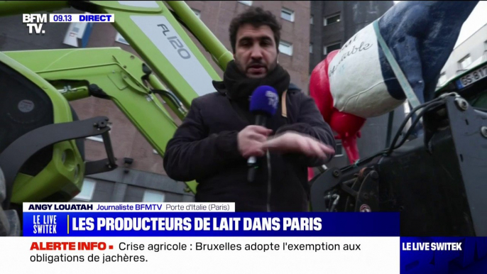 Les producteurs de lait manifestent ce mardi à Paris près de l'Assemblée nationale