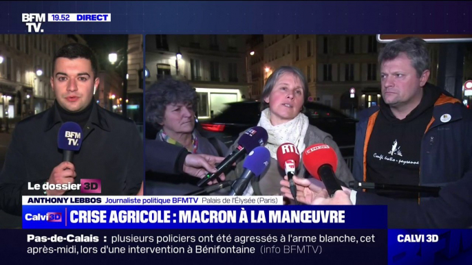 Syndicats agricoles reçus à l'Élysée: les représentants de la Coordination rurale et de la Confédération paysanne estiment avoir été "bien écoutés" par Emmanuel Macron