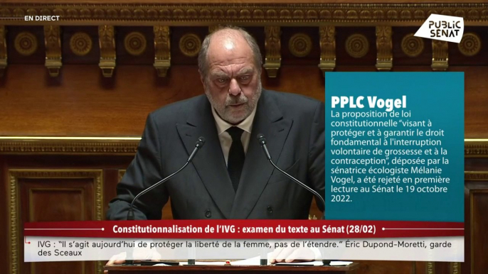 IVG dans la Constitution : discours d'Eric Dupond Moretti devant le Sénat