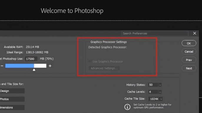 How To Fix Adobe Photoshop Graphics Processor Not Detecting And Graphics Processor Settings Greyed Out And Missing