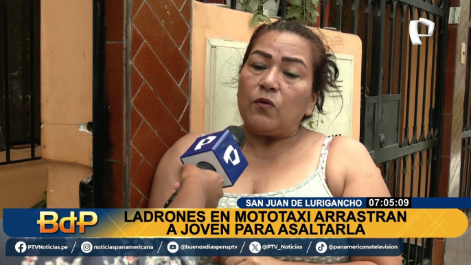 Ladrones en mototaxi arrastran a joven para robarle en SJL