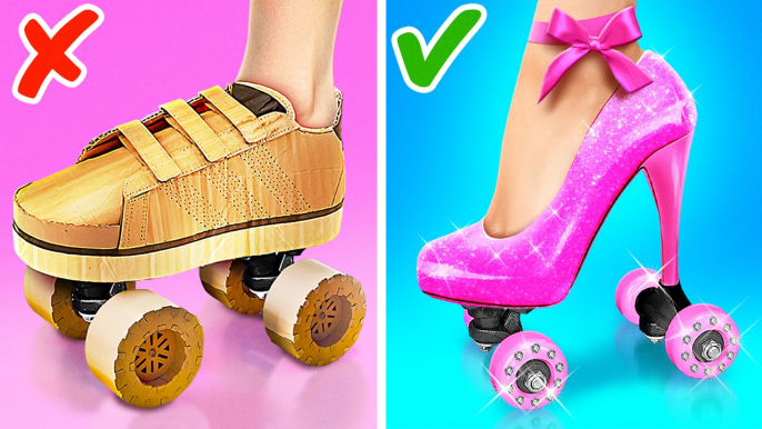 My Barbie Made Pink Roller Skates  *Cool Gadgets And Crafts With Barbie*
