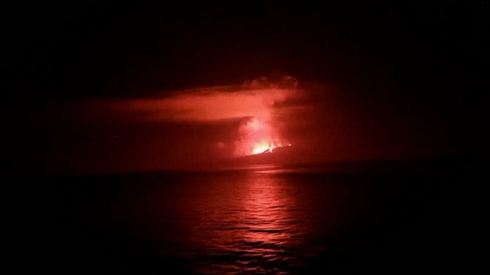 Spectacular volcano eruption on Galapagos Islands captured in new footage