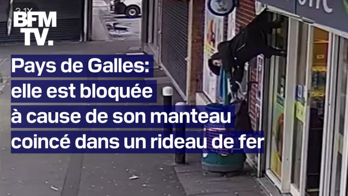 Pays de Galles: une femme reste bloquée à plusieurs mètres du sol, à cause de son manteau coincé dans un rideau de fer d’un magasin