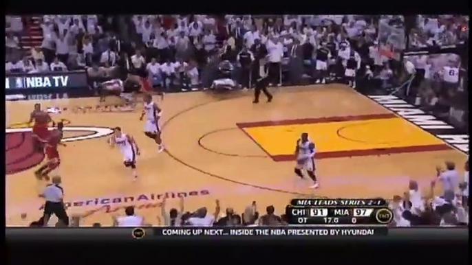 Miami Heat vs. Chicago Bulls  - Dwyane Wade block on Derrick Rose in overtime
