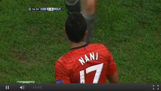 Manchester United vs Real Madrid  Nani Red Card and Sent Off